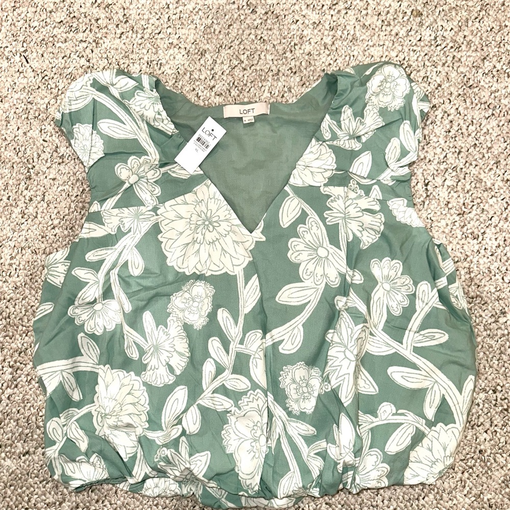 LOFT Sage Green Floral Blouse